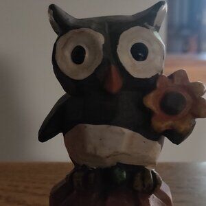 3 Ceramic Harvest 3" x2" Decorations (2 Pumpkins and 1 Owl) With Messages